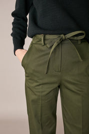 Cotton trousers with fabric belt