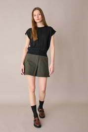 Stretch cotton A-line shorts 