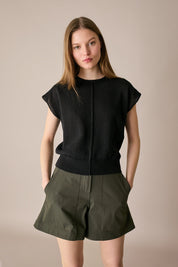 Stretch cotton A-line shorts 