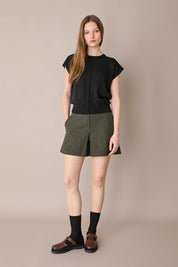 Stretch cotton A-line shorts 