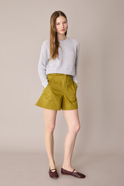 Stretch cotton A-line shorts 