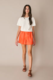 Elastic-waist shorts with contrast trim