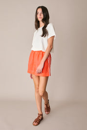 Shorts in lino con serpentina