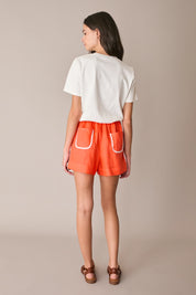 Shorts in lino con serpentina