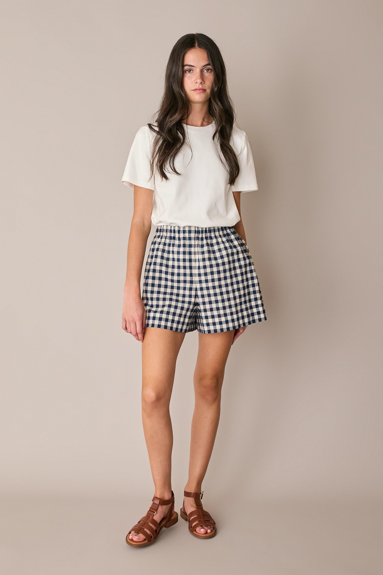 Shorts in lino con serpentina