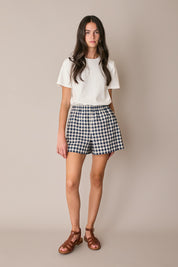 Shorts in lino con serpentina