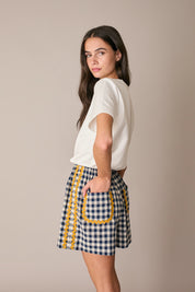 Shorts in lino con serpentina