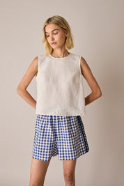 Elastic-waist shorts with contrast trim