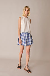 Elastic-waist shorts with contrast trim