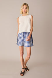 Elastic-waist shorts with contrast trim