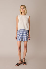 Elastic-waist shorts with contrast trim