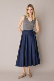 Gonna midi con pieghe a cannoncino