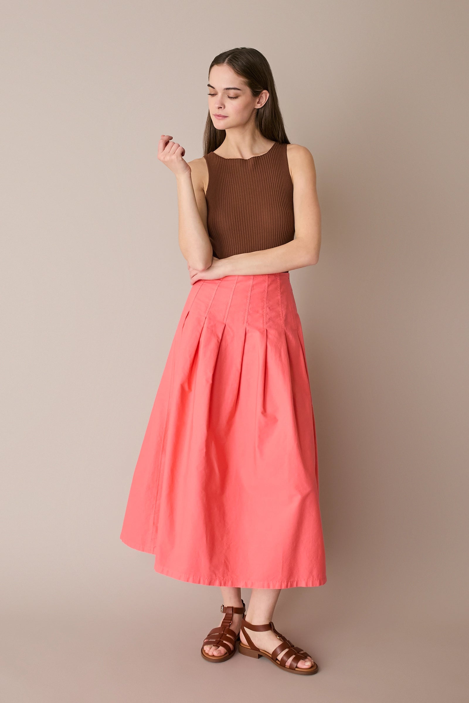 Pleated midi skirt