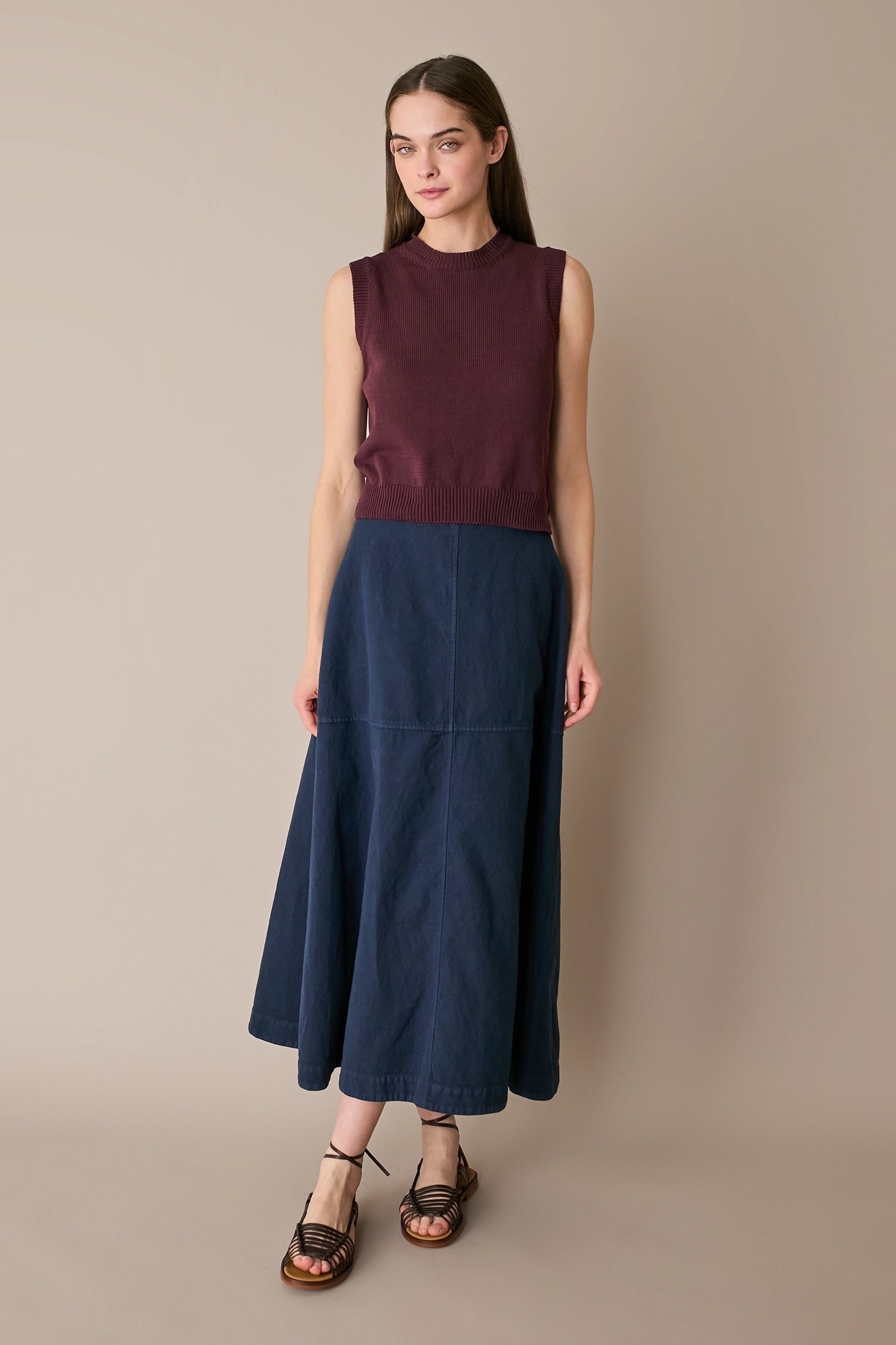 Casual linen-blend skirt