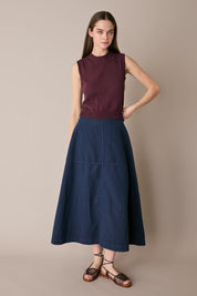 Casual linen-blend skirt