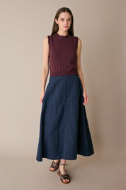 Casual linen-blend skirt