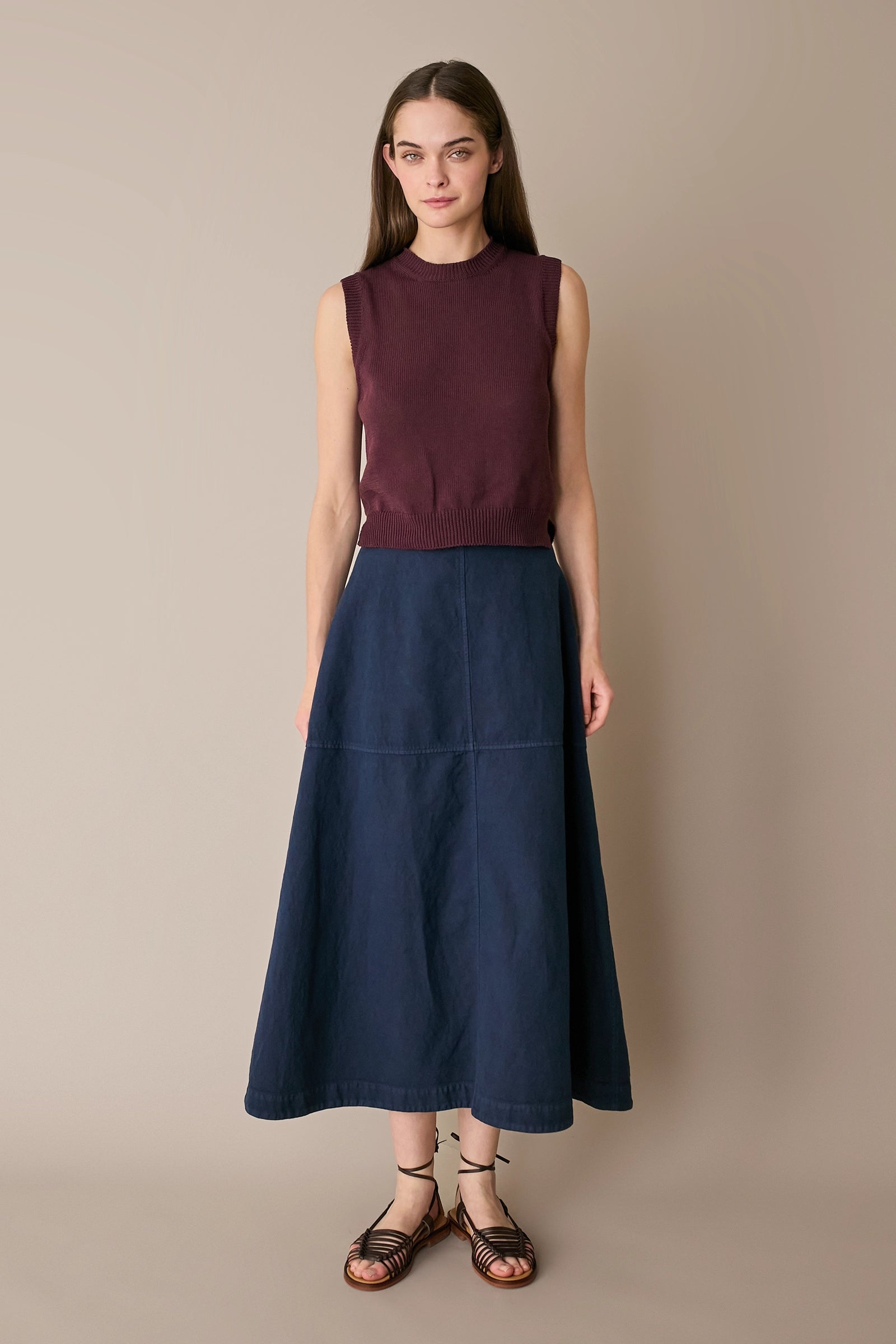 Casual linen-blend skirt