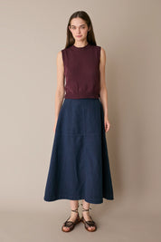 Casual linen-blend skirt