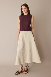 Casual linen-blend skirt