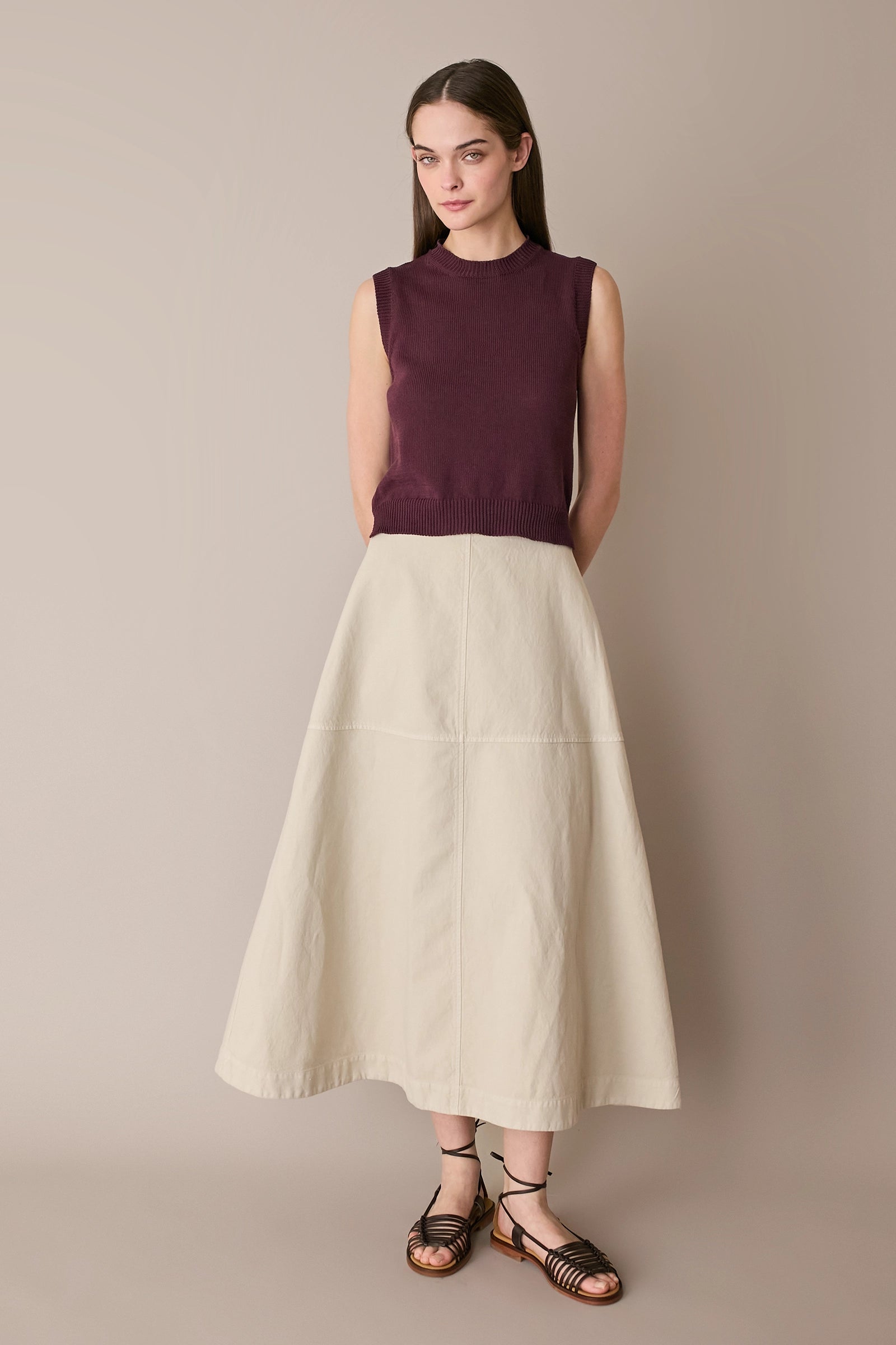 Casual linen-blend skirt