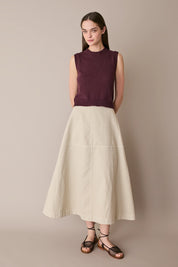 Casual linen-blend skirt