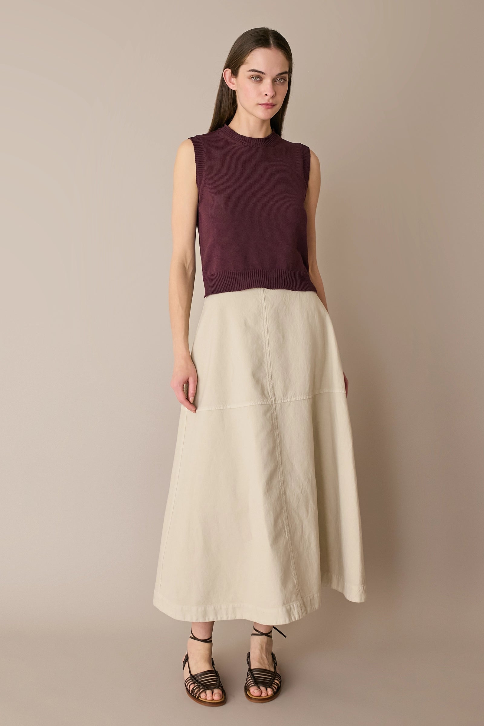 Casual linen-blend skirt