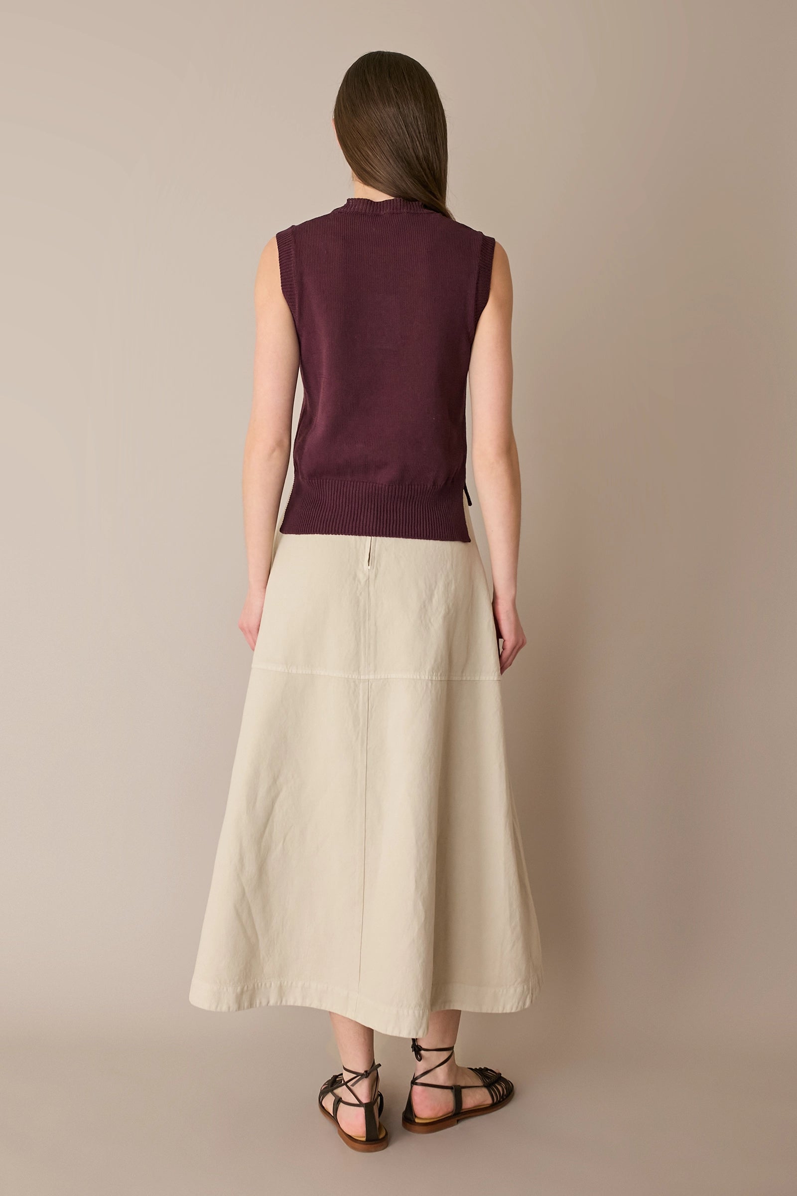 Casual linen-blend skirt