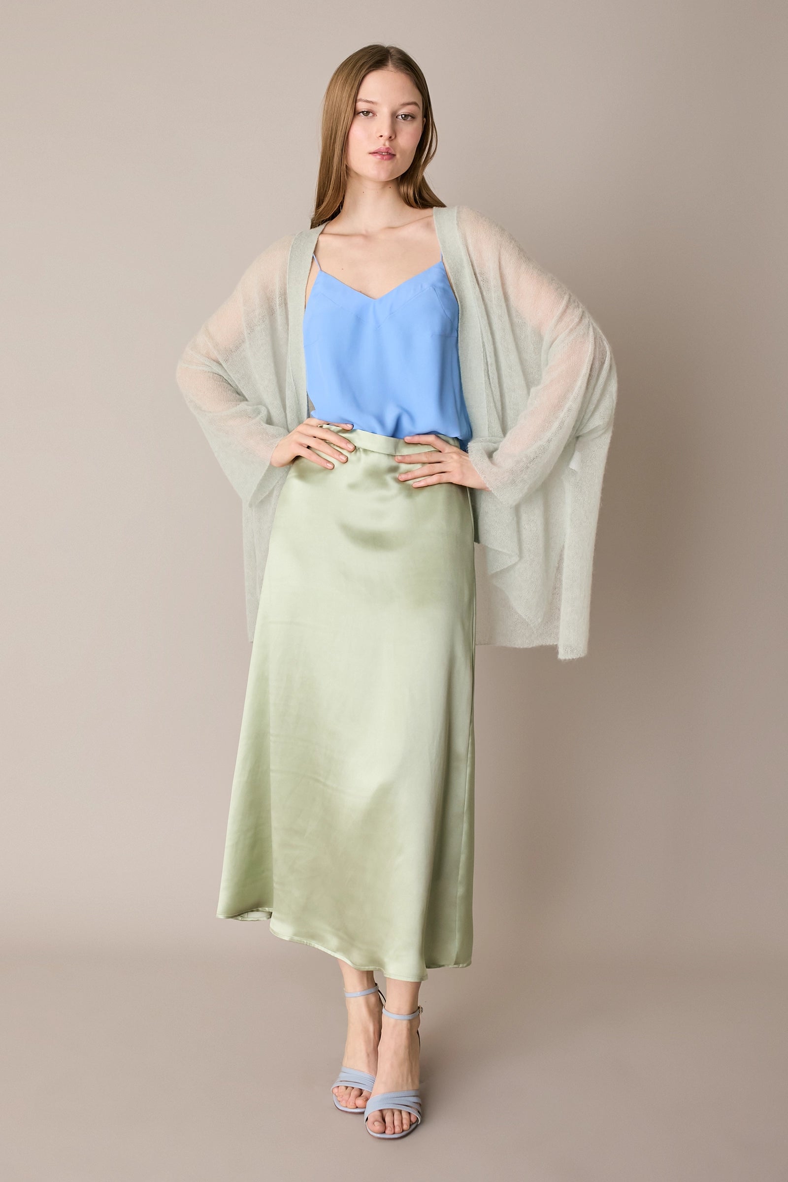 Gonna lunga in blend di seta