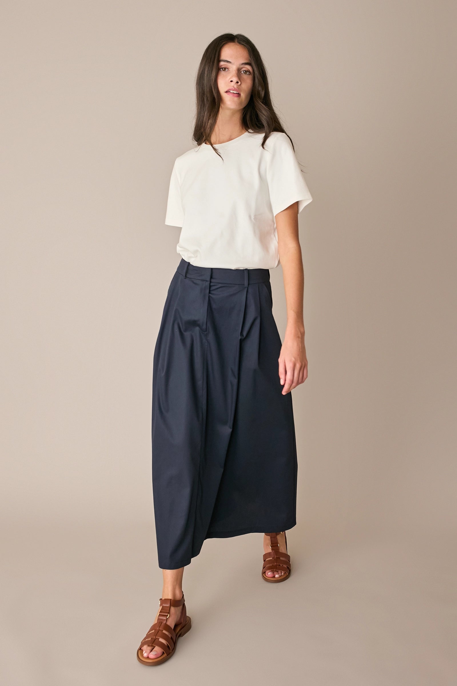 Cotton skirt with pleats