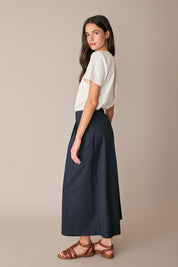 Cotton skirt with pleats