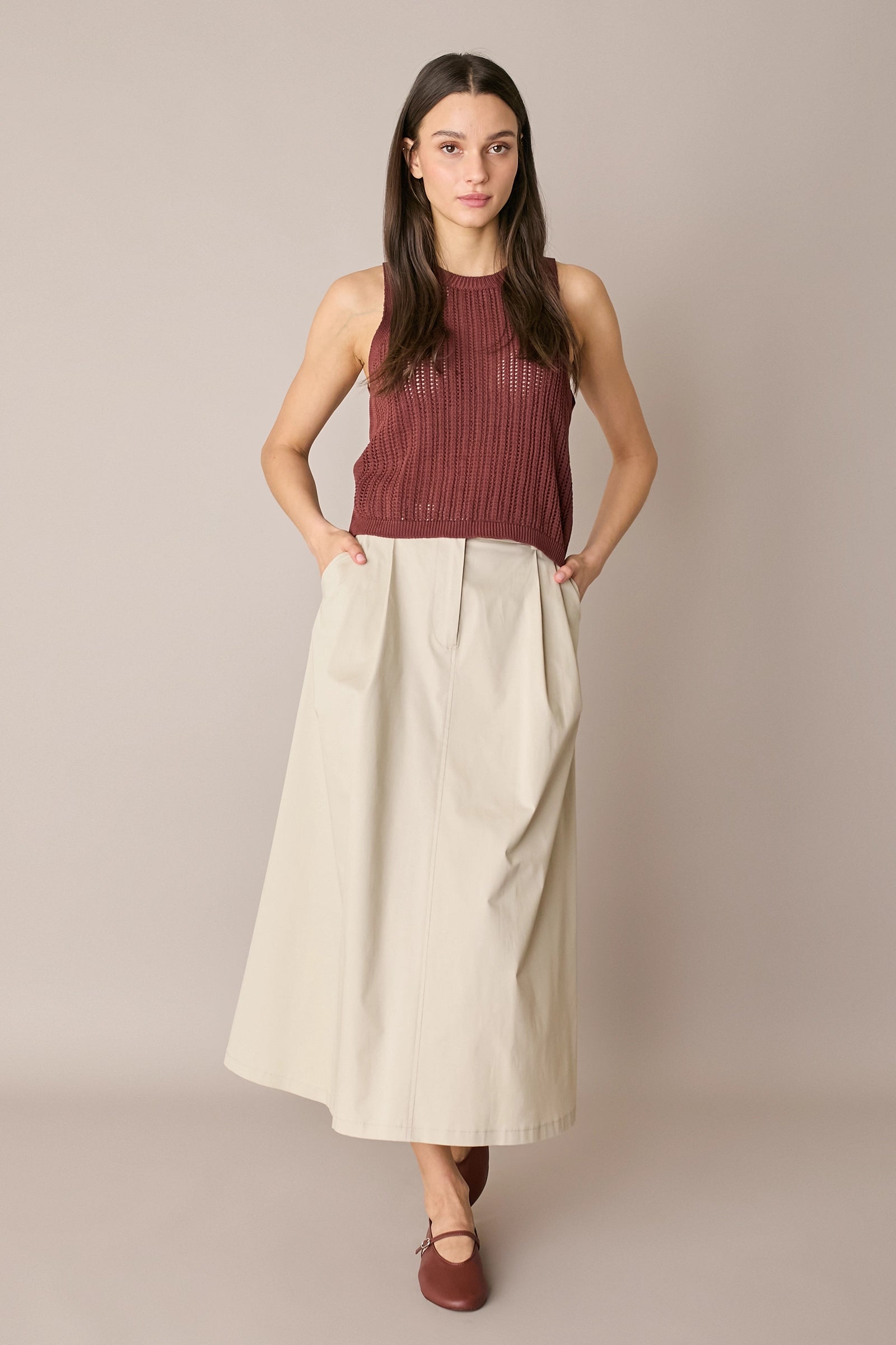 Gonna in cotone con pinces