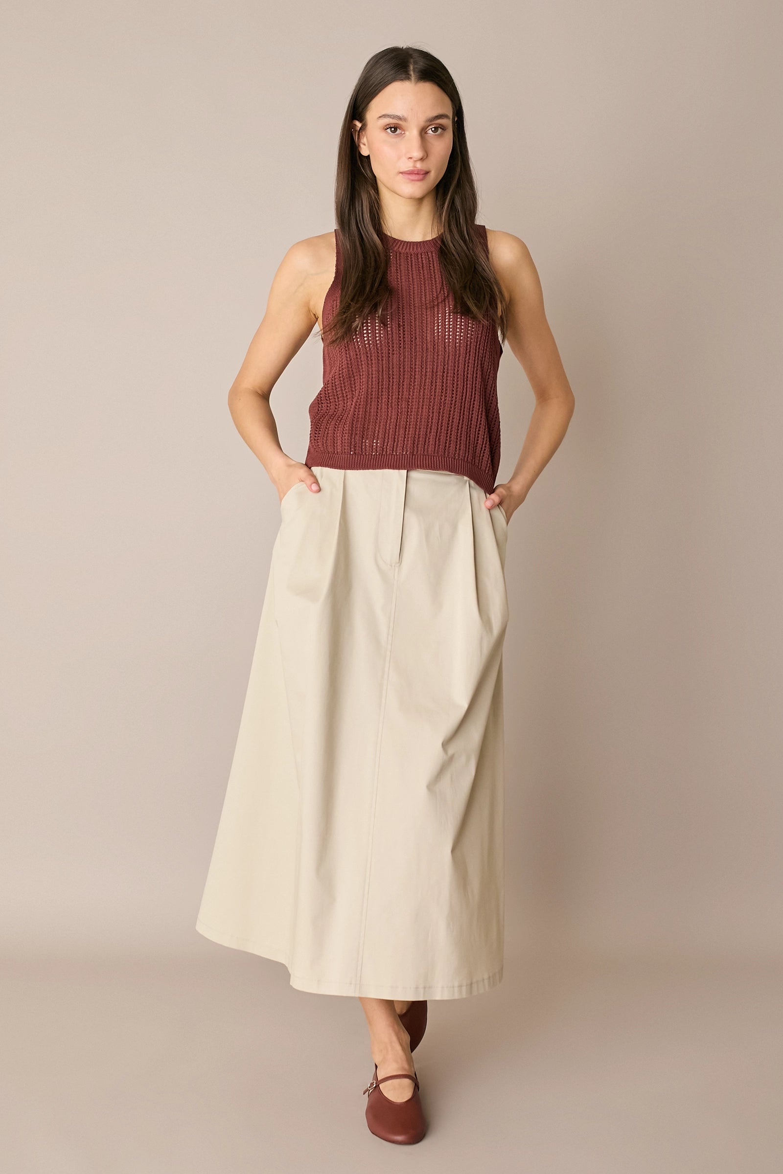 Cotton skirt with pleats