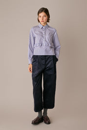 camicia con volant, mezza abbottonatura frontale, azzurro