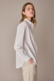 Oversized cotton shirt with patch pocket