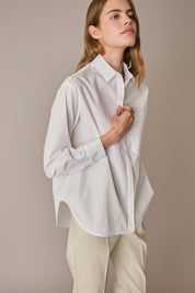 Oversized cotton shirt with patch pocket