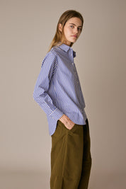 Oversized cotton shirt with patch pocket