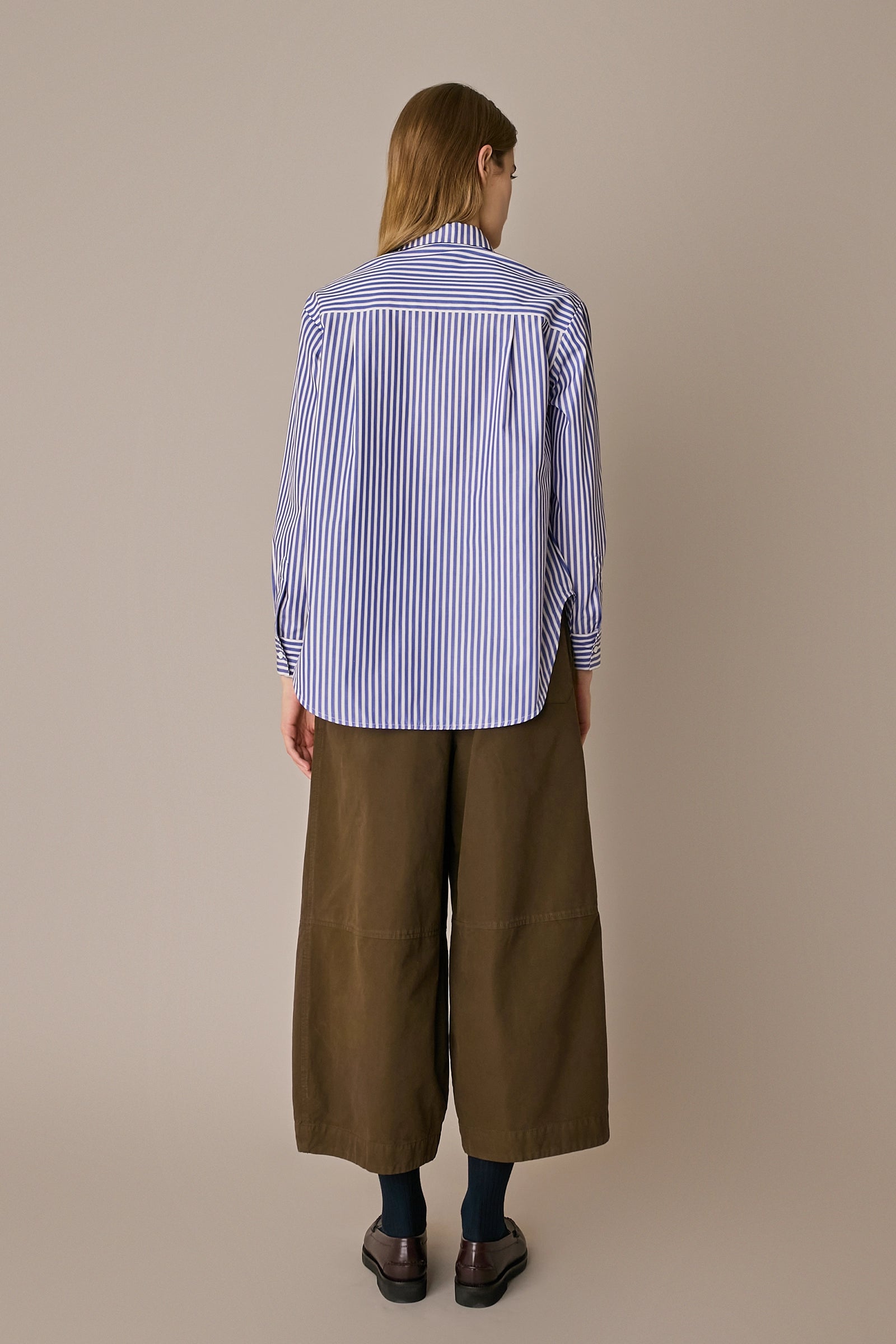 Oversized cotton shirt with patch pocket
