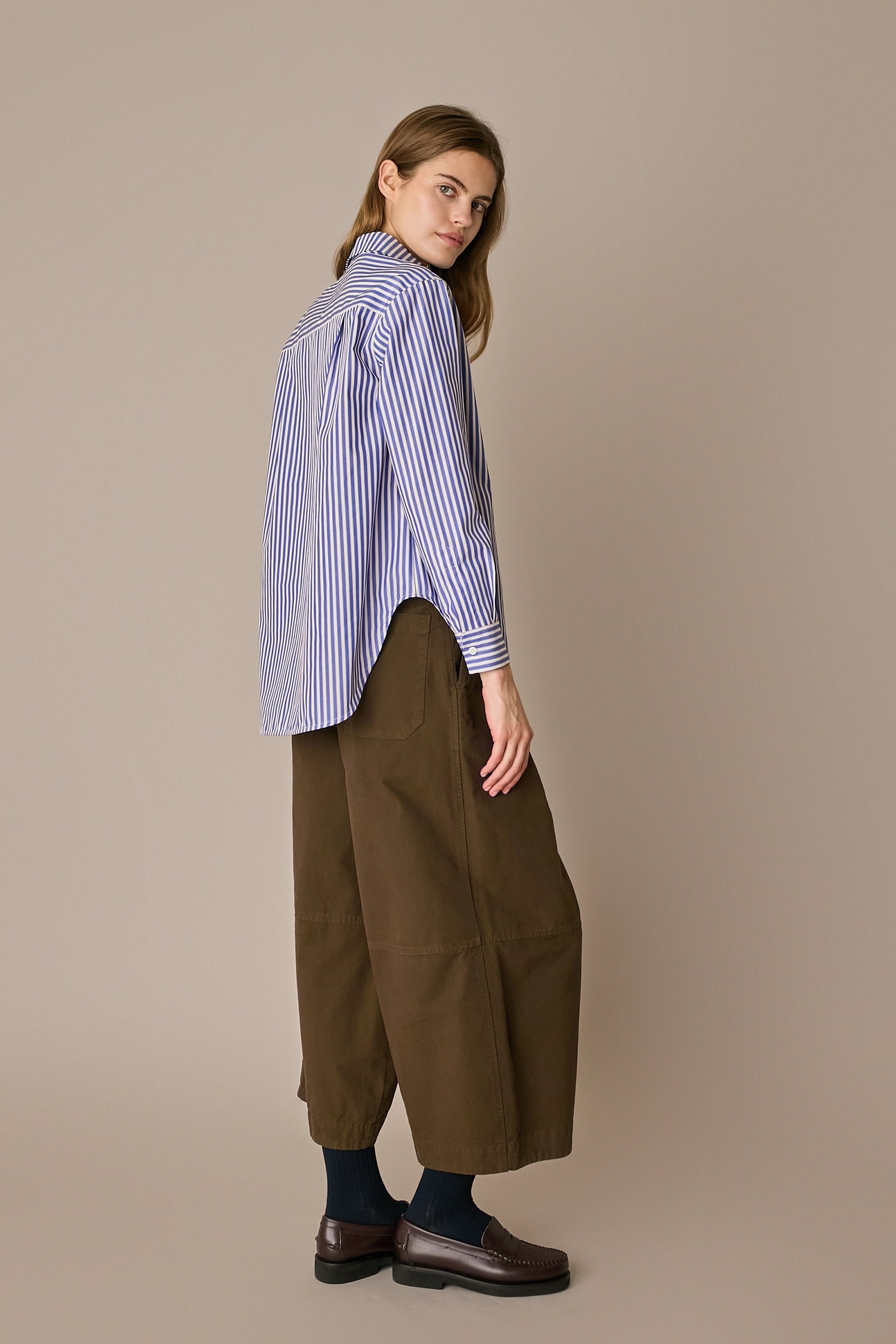 Oversized cotton shirt with patch pocket