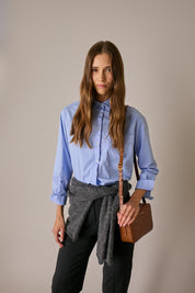 Camicia in cotone stretch tinto in capo