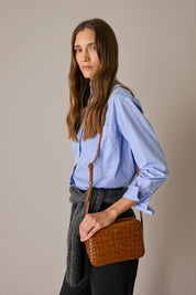 Camicia in cotone stretch tinto in capo