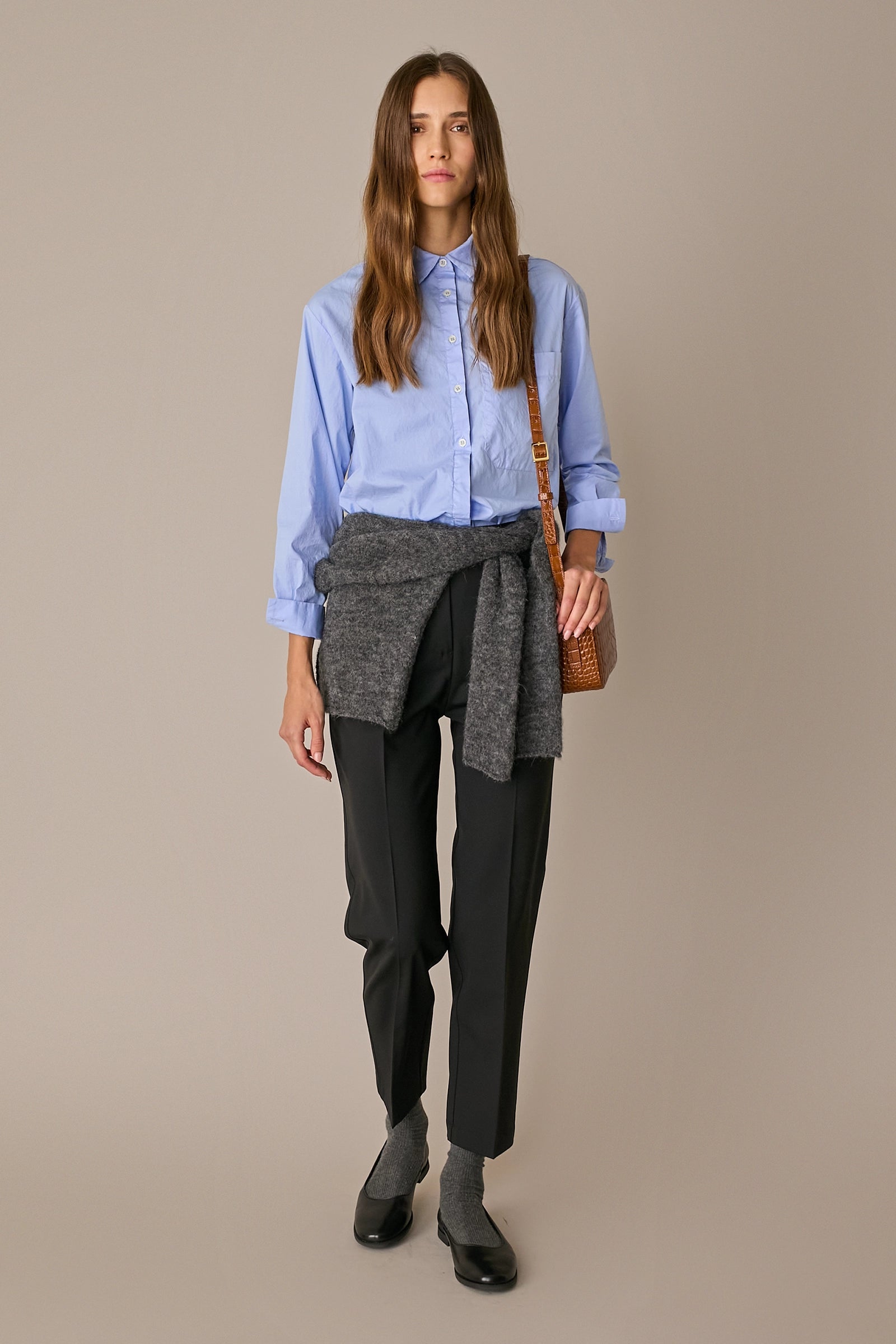 Camicia in cotone stretch tinto in capo