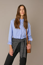Camicia in cotone stretch tinto in capo