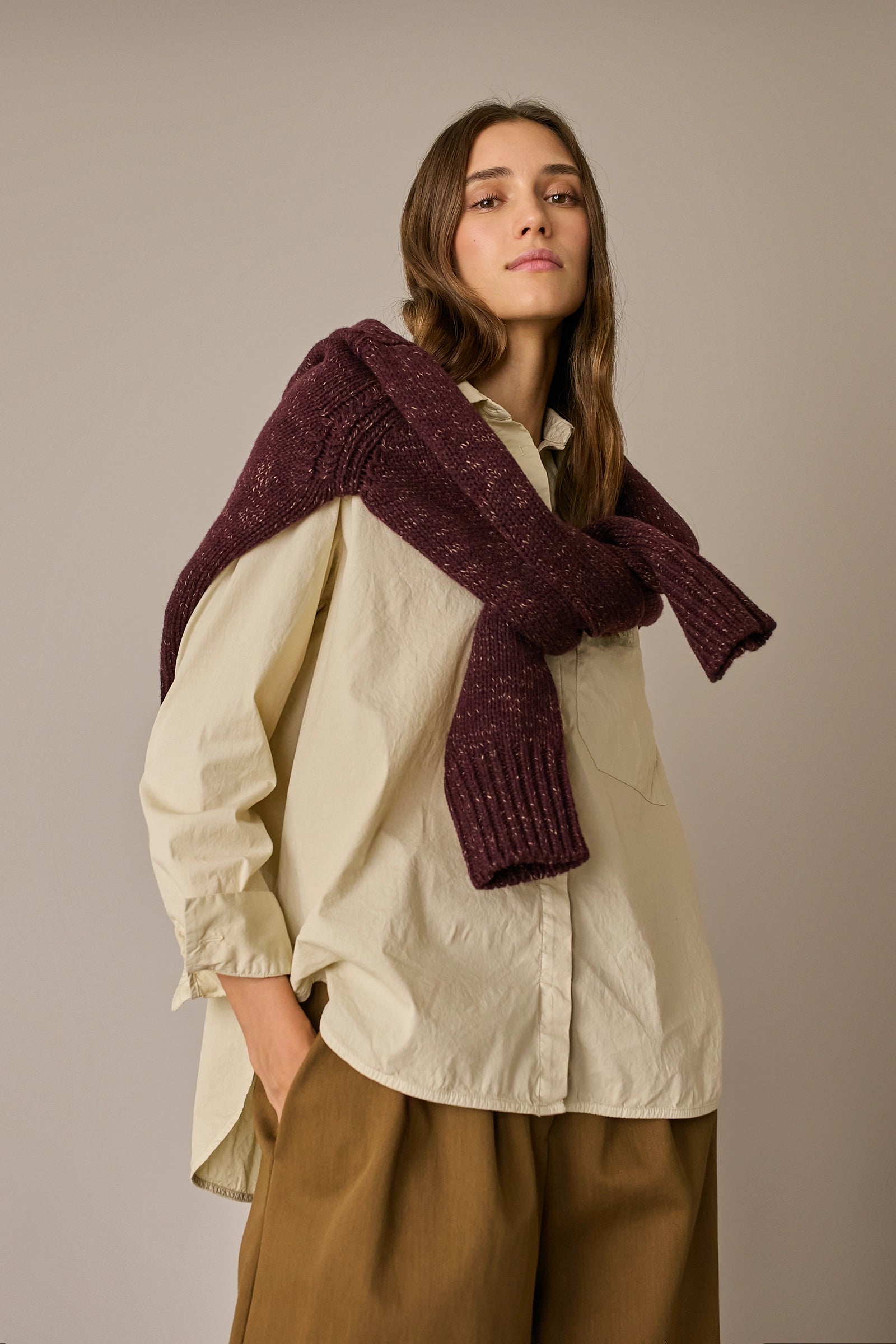 Camicia in cotone stretch tinto in capo