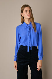 Camicia in blend di seta con fiocco