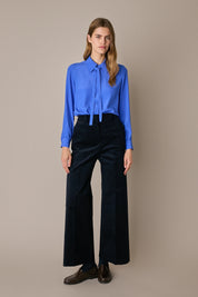 Camicia in blend di seta con fiocco