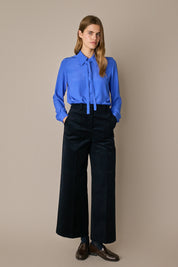 Camicia in blend di seta con fiocco