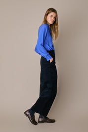 Camicia in blend di seta con fiocco
