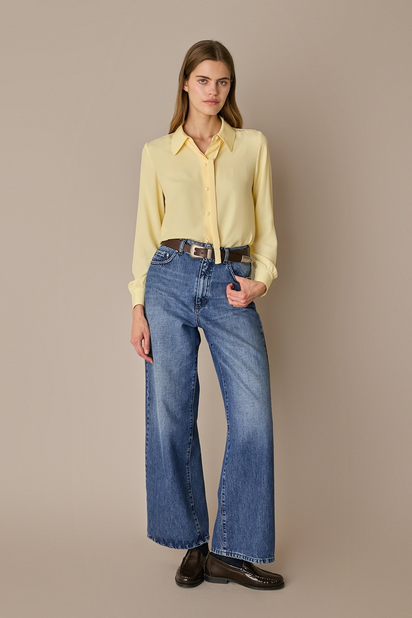 Camicia in blend di seta con fiocco