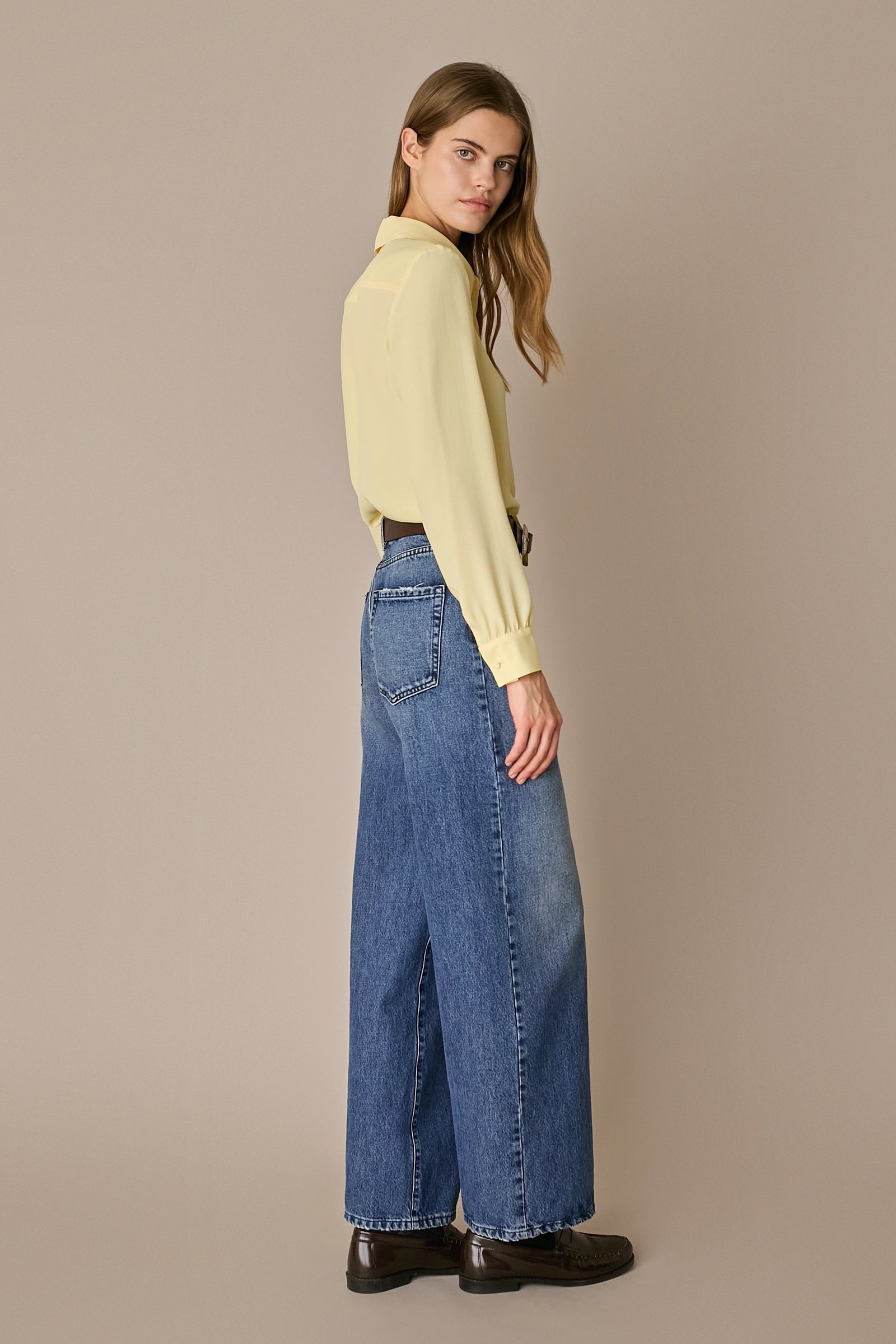 Camicia in blend di seta con fiocco