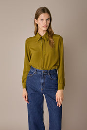 Camicia in blend di seta con fiocco